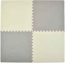Humbi Foam dėlionės kilimėlis 62x62x1 cm, 4 vnt, kreminės spalvos - pilkas