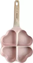 Keptuvė Keptuvė nepridegančia danga, 4 širdies formos sekcijos, rožinė su medine rankena, 35,5x19,2x2,8 cm, Klausberg, kb-7820
