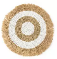 Bazaar Padėklas, jūros žolės rafija, 0,45x0,45 m, Balta