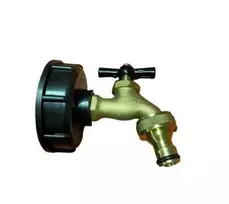 Pajungimas prie IBC konteinerio 60mm su žalvariniu kraneliu