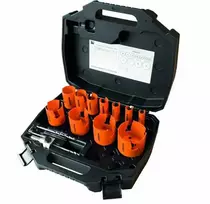 Elektriko rinkinys lagaminėlyje 7 vnt. TCT kietmetalio karūnėlių 22, 32, 35, 44, 51, 57, 60, 68, 76, 83mm, Mandrex