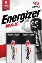 Energizer - MAX 9V/6LR61 baterijos (2 vnt. pakuotė)