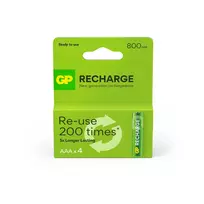 GP baterija GP - Įkraunamos baterijos, AAA dydis, 800 mAh, 4 vnt. pakuotė