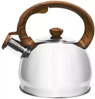 Plieninis virdulys su švilpuku, automatinis, vandens virimui, tradicinis sidabrinis, 1,5 l