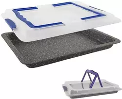 Tortų kepimo forma su dangteliu, granito padėklu, dangteliu ir rankena GRANDE 43x29x7 cm