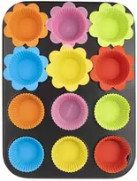 Muffin kepimo forma bandelėms, silikoninės formelės, 12 vnt