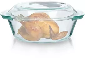 Karščiui atsparus stiklinis indas su dangteliu, 2 l+750 ml