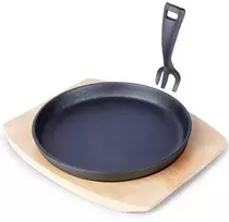 Ketaus keptuvė, ketaus lėkštė 22 cm su lenta