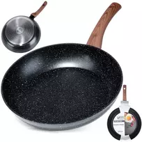 Keptuvė Vilde Juodas&Wood 28 cm aliuminė su granitine danga