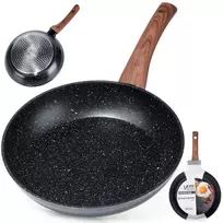 Keptuvė Vilde Juodas&Wood 24 cm aliuminė su granitine danga