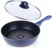 Deimantinė keptuvė su dangčiu, skirta kepti ir troškinti, aukštis 28 cm
