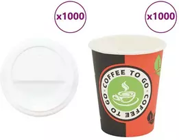 popieriniai kavos puodeliai su dangteliais 1000 vnt 8oz 240ml