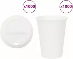 popieriniai kavos puodeliai su dangteliais 1000 vnt 12oz 300ml