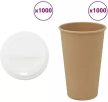 popieriniai kavos puodeliai su dangteliais 1000 vnt 16oz 400 ml