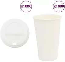 popieriniai kavos puodeliai su dangteliais 1000 vnt 16oz 400 ml