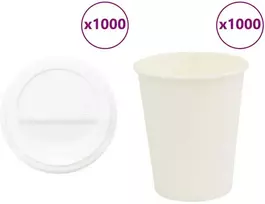 popieriniai kavos puodeliai su dangteliais 1000 vnt 8oz 200ml