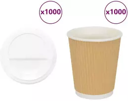 popieriniai kavos puodeliai su dangteliais 1000 vnt 8oz 200ml