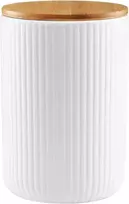 Keraminis maisto laikymo indelis AMBITION CURLY, su bambukiniu dangt., baltos sp., 0,85 L
