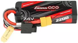 Lipo Gens ace G-Tech 2200 mAh 7,4 V 2S1P 60C GRP-76 kietojo korpuso baterija su XT60 kištuku