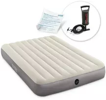 Pripučiamas čiužinys 203x152x25 cm su stūmokliniu pompa INTEX 64103