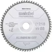 Pjovimo diskas aliuminiui Metabo FZ/TZ Aliuminio Cut Professional; 216x30x58 mm; -5°