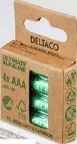 Ultimate Alkaline AAA baterijos DELTACO pažymėta ekologiniu ženklu „Nordic Swan“, 4 vnt. pakuotė / ULT-LR03-4P