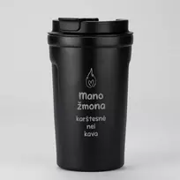 Metalinis termopuodelis "Mano žmona kaštesnė nei kava" (400ml)