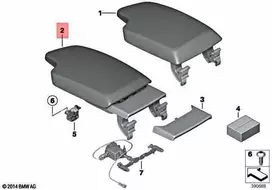 BMW Priekinis Vidurinis Rankenos Pagalvė Odos 3 F30 316d 318d 320d Originalus 51169285156