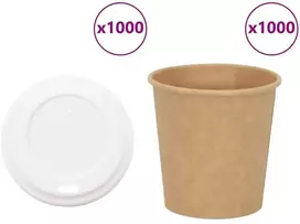 popieriniai kavos puodeliai su dangteliais 1000 vnt 4oz 100ml