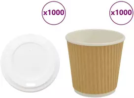 popieriniai kavos puodeliai su dangteliais 1000 vnt 4oz 100ml