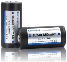 KeepPower akumuliatorius 16340 850mAh 3,7V 2vnt.