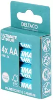 Deltaco ULT-R6LI-4P, Vienkartinės baterijos, AA, Ličio, 1,5 V, 4 vnt., Mėlyna