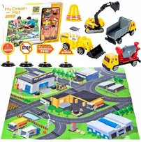 Malplay 3D žaidimų kilimėlis su transporto priemonėmis ir kelio ženklais, 80x70 cm