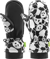 Qunature Panda šiltos slidinėjimo pirštinės vaikams, S dydis – juodos ir baltos spalvos