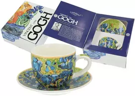 Carmani Puodelis su lėkštute 80ml, V.van Gogh "Irisai"