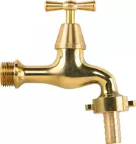 Čiaupas 1/2 išor.sr., su išėjimu 3/4 išor.sr. ir jungtim 13 mm žarnai Bradas TAPER HANDLE, polished brass
