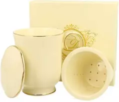 Bikuvalt DUO Porceliano puodelis su sieteliu ir dangteliu 450ml,Clark