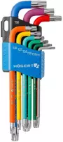Hogert Technik 9 dalių "Torx" raktų rinkinys, ilgas kotas, spalvotas