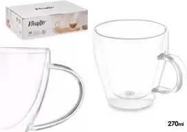 Puodeliai stikliniai 6 vnt su dvigubomis sienelėmis 270 ml Vivalto 85373