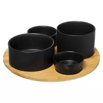 Secret De Gourmet Bamboo Akmens užkandžių dubenėlio rinkinys ant bambuko padėklo
