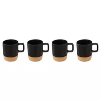 Secret De Gourmet PIECES Keraminiai puodeliai su bambukiniu stovu, 4 vnt. x 120 ml