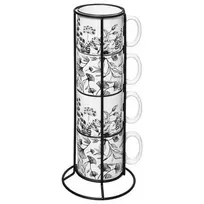 Secret De Gourmet PIECES Keraminiai puodeliai ant stovo FLORAL, 240 ml, 4 vnt