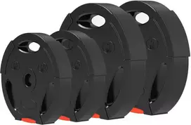 SPORTNOW 4 hantelių svarmenų rinkinys, 2 x 2,5kg/5kg svarmenys, svarmenų plokštelių rinkinys, svarmenų plokštelės 2,5 cm hantelio strypui, Ø 25/30 mm skylė, juodos spalvos