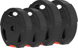 SPORTNOW 4 hantelių svarmenų rinkinys, 2 x 5kg/7,5kg svarmenys, svarmenų plokštelių rinkinys, svarmenų plokštelės 2,5 cm hantelio strypui, Ø 30 mm skylė, juodos spalvos