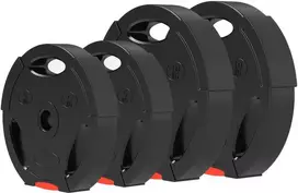 SPORTNOW 4 hantelių svarmenų rinkinys, 2 x 5kg/10 kg svarmenys, svarmenų plokštelių rinkinys, svarmenų plokštelės 2,5 cm hantelio strypui, Ø 30 mm skylė, juodos spalvos