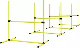 PawHut Agility kliūčių rinkinys, slalomo stulpai, šunų dresūros rinkinys, 4 x kliūtys, plastikas, geltona, 99x65x94cm | Aosom
