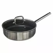 Secret De Gourmet Steel Nerūdijančio plieno keptuvė su dangčiu, nepridegančia danga, 29,5 cm