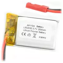 Akumuliatorius Li-Pol Akyga 250mAh 1S 3.7V - sujungimas JST-BEC + lizdas