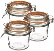 Secret De Gourmet PIECES Stiklinis indas su dangteliu ir spaustuku, 350 ml, 3 vnt