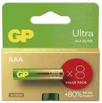GP Ultra vienkartinės šarminės AAA baterijos, 8 vnt. pakuotė